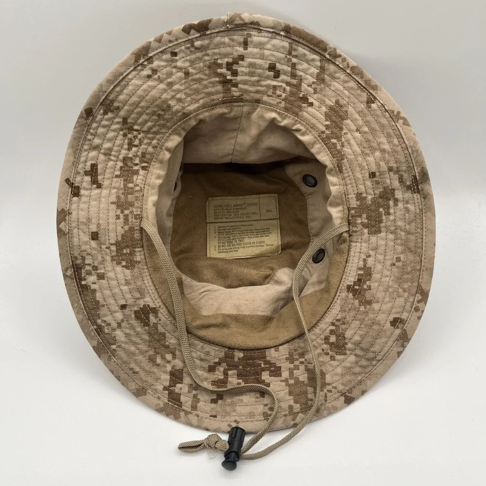 USMC Marine Corps MARPAT Desert Boonie Hat Small SEKRI Camo Wide Brim Chin Strap - Picture 8 of 9